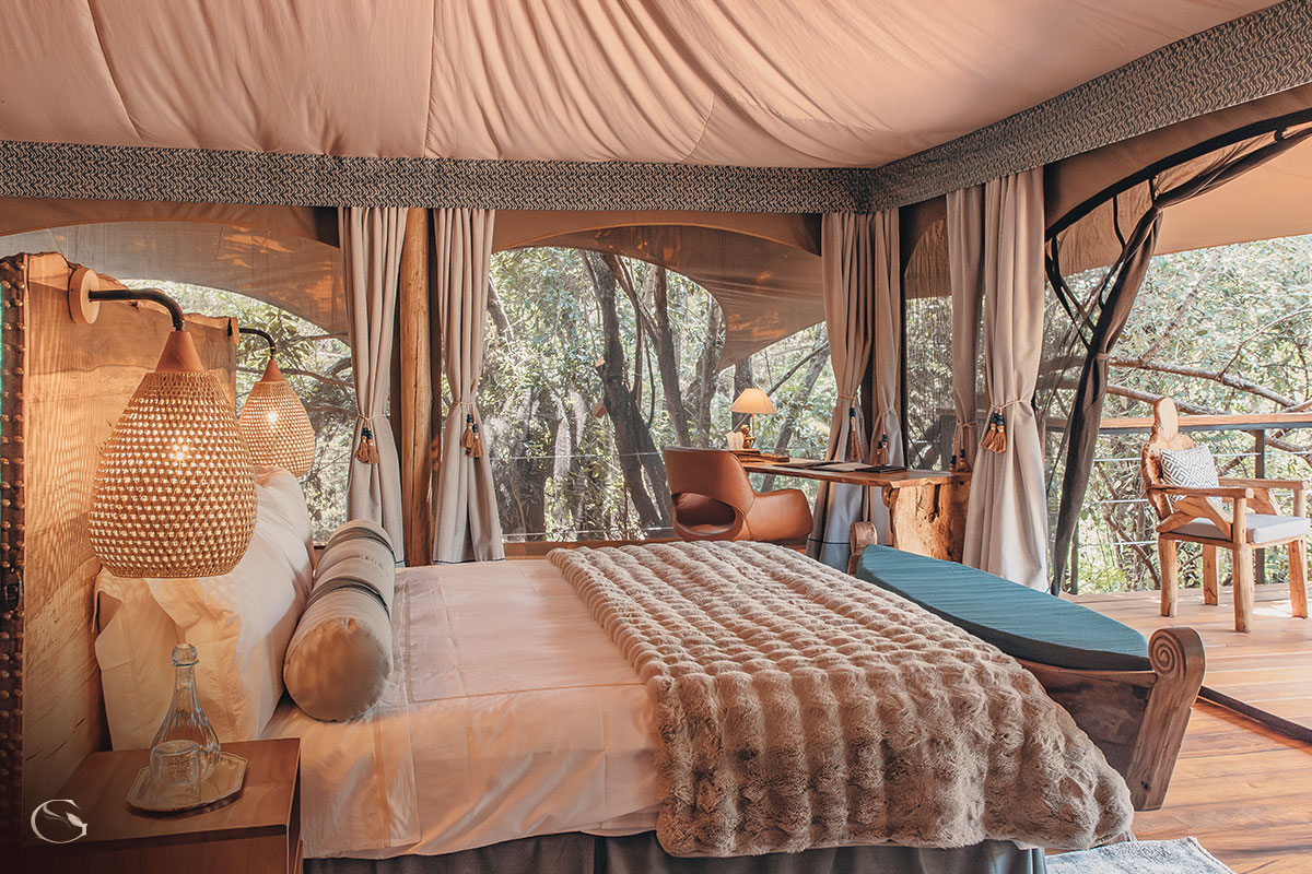 Mara Toto's light and airy canvas suites set under a canopy of ancient Ebony trees