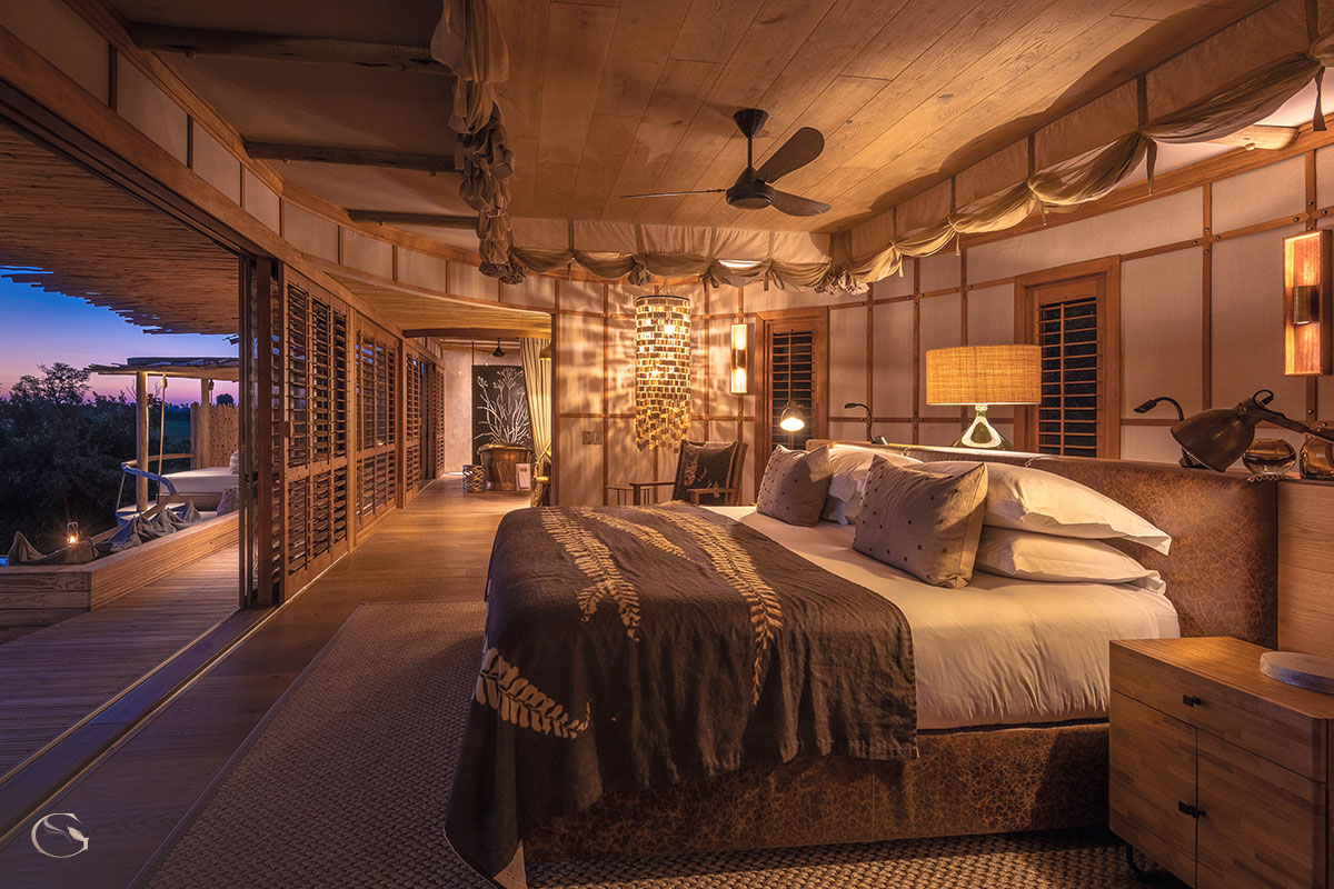 Private library lounge in every suite at Little Mombo