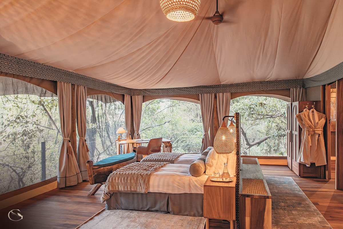 The elegant master bedrooms at Mara Toto tree camp