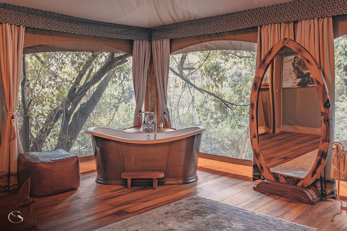 The opulent bathrooms at Mara Toto tree camp